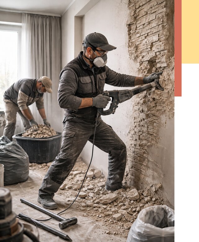 Демонтаж декоративного камня в Наро-Фоминске от 1486 руб/м² — быстро и недорого | ОТДЕЛОЧНИК-Нр-