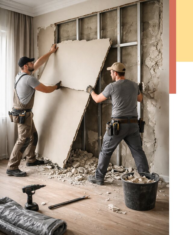 Демонтаж гипсокартона со стен в Наро-Фоминске от 359 руб. — услуги демонтажа | ОТДЕЛОЧНИК-Нр-