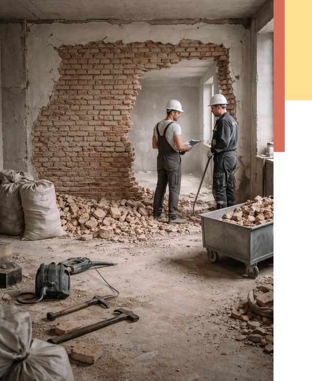 Демонтаж кирпичных стен в Наро-Фоминске от 4303 руб. — быстро, недорого, под ключ | ОТДЕЛОЧНИК-Нр-