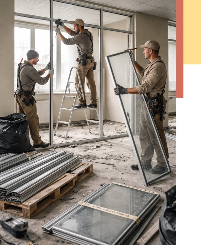 Демонтаж алюминиевых перегородок в Наро-Фоминске от 4303 руб. — быстро и недорого | ОТДЕЛОЧНИК-Нр-