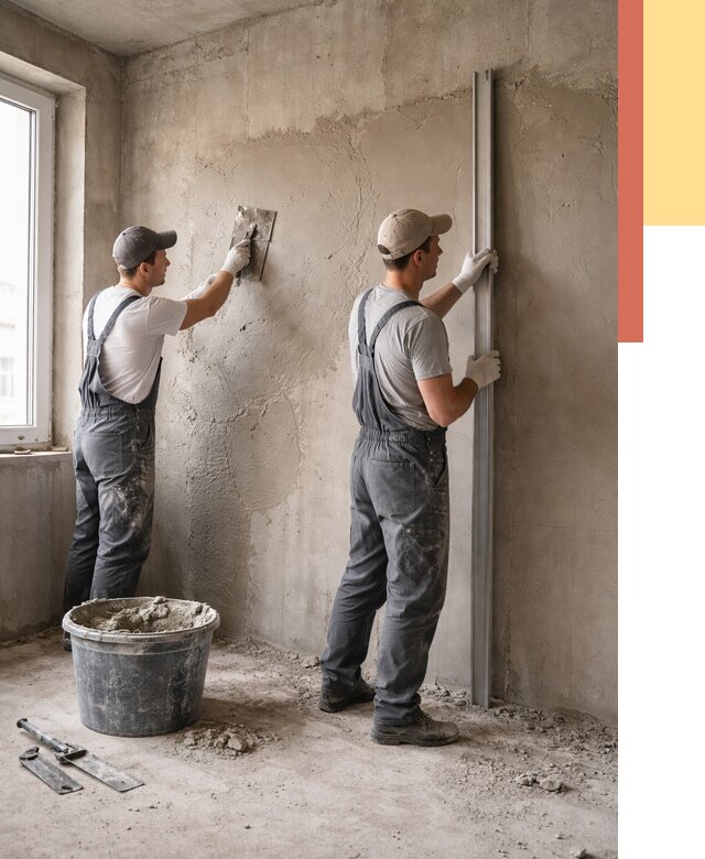 Штукатурка бетонных стен в Наро-Фоминске от 4610 руб/м² — качественно и быстро | ОТДЕЛОЧНИК-Нр-