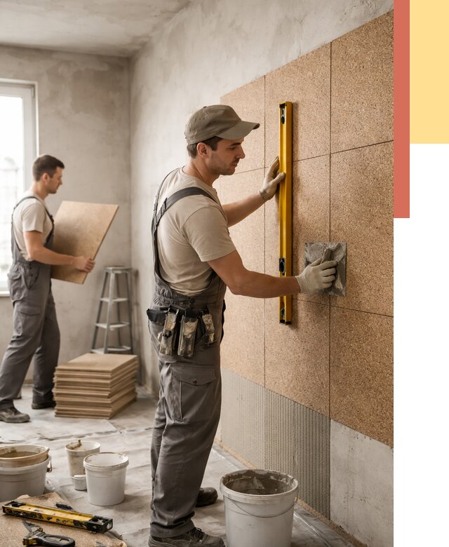 Монтаж пробковых панелей на стены в Наро-Фоминске от 3586 руб. — ОТДЕЛОЧНИК-Нр-