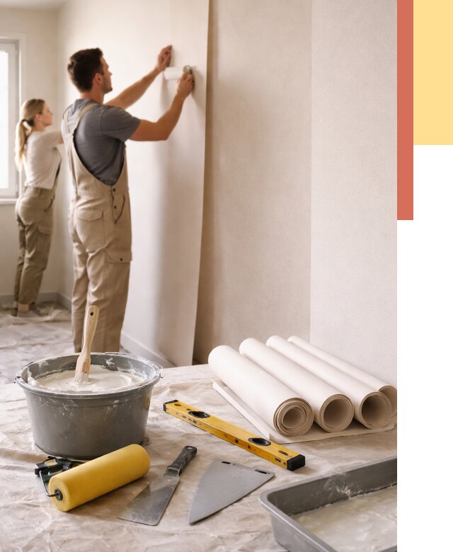 Поклейка бумажных обоев в Наро-Фоминске от 5635 руб./м2 — быстро и недорого | ОТДЕЛОЧНИК-Нр-