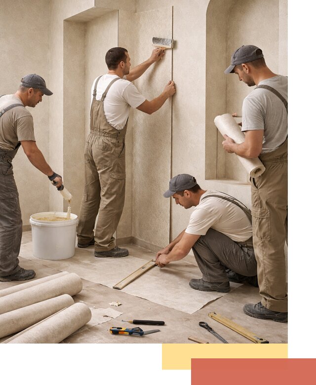 Поклейка обоев на сложные стены и неровные поверхности в Наро-Фоминске