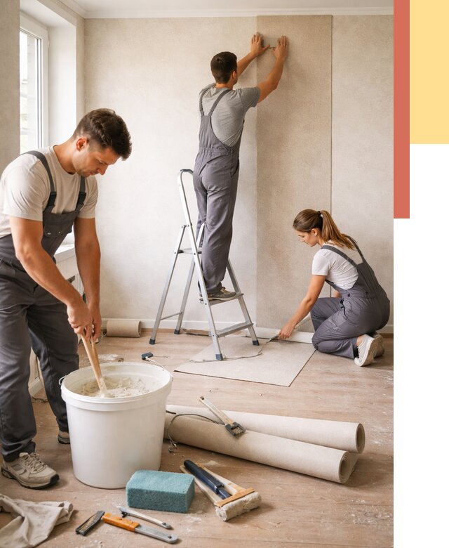 Оклейка стен обоями в Наро-Фоминске от 3586 руб/м2 — быстро и недорого | ОТДЕЛОЧНИК-Нр-