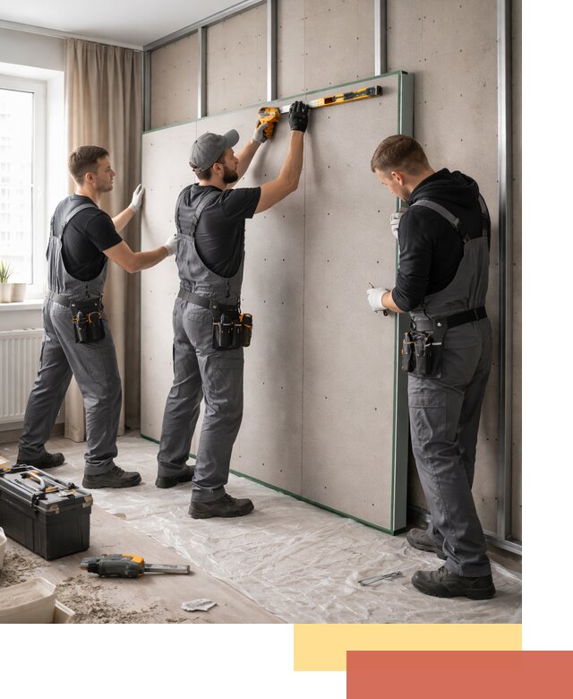 Шумоизоляция стен панелями ЗИПС в Наро-Фоминске для жилых и коммерческих помещений