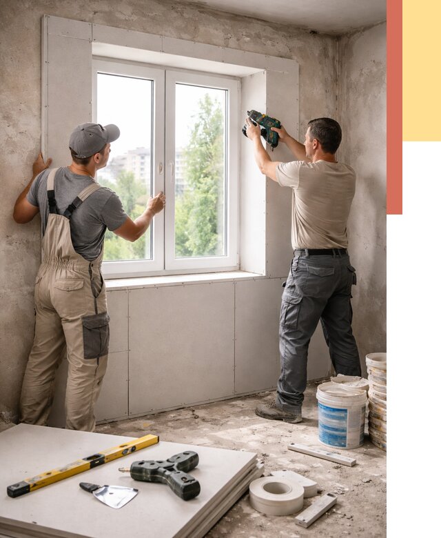 Монтаж откосов из гипсокартона в Наро-Фоминске от 4610 руб. под ключ | ОТДЕЛОЧНИК-Нр-