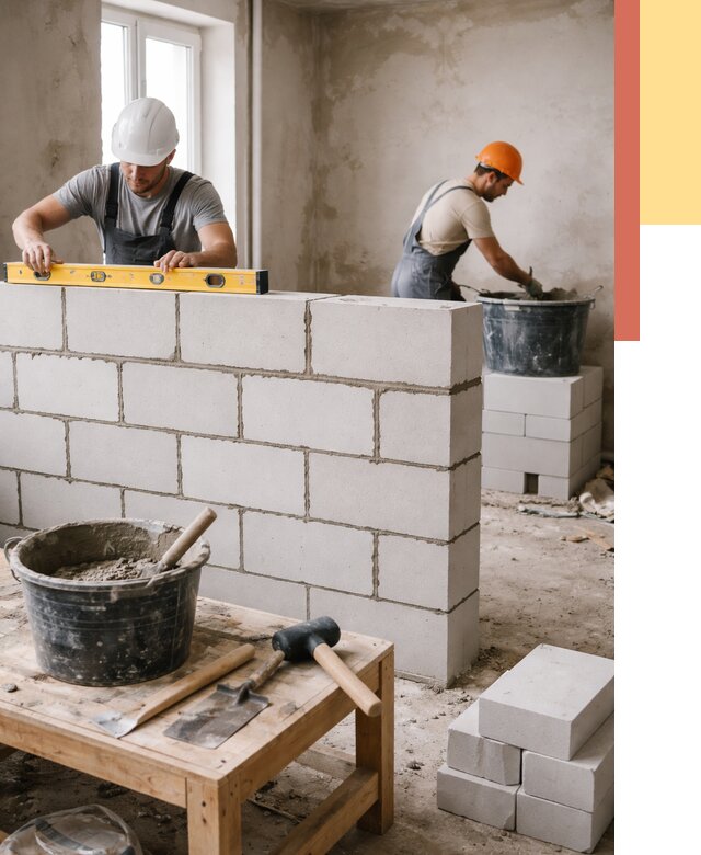 Кладка перегородок из газобетона в Наро-Фоминске от 3278 руб. под ключ | ОТДЕЛОЧНИК-Нр-