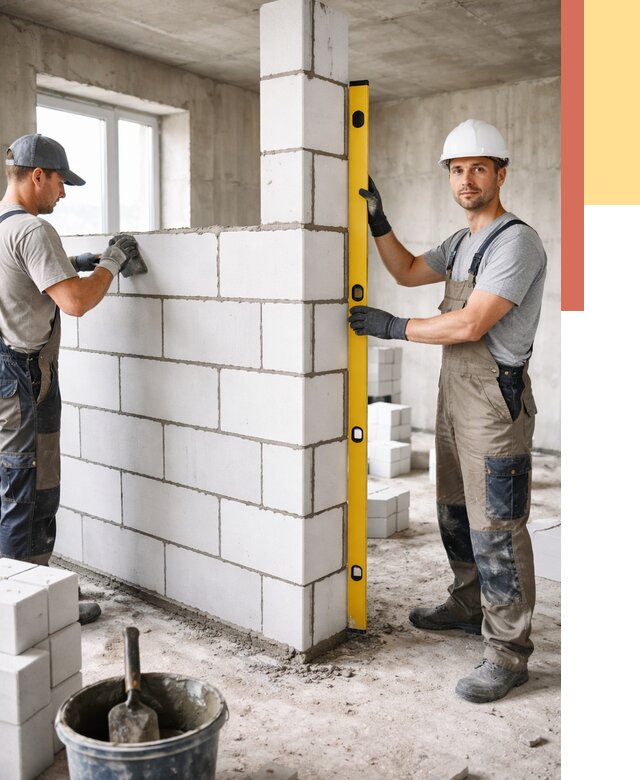 Кладка перегородок из пеноблока в Наро-Фоминске от 1844 руб. под ключ | ОТДЕЛОЧНИК-Нр-