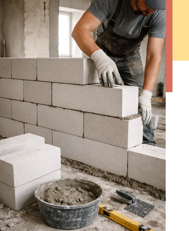 Кладка перегородок из силикатного блока в Наро-Фоминске от 4098 руб. под ключ | ОТДЕЛОЧНИК-Нр-