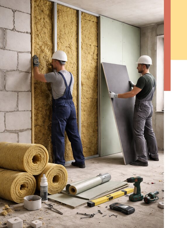 Шумоизоляция перегородок из блоков в Наро-Фоминске от 1895 руб./м² — быстро и недорого | ОТДЕЛОЧНИК-Нр-