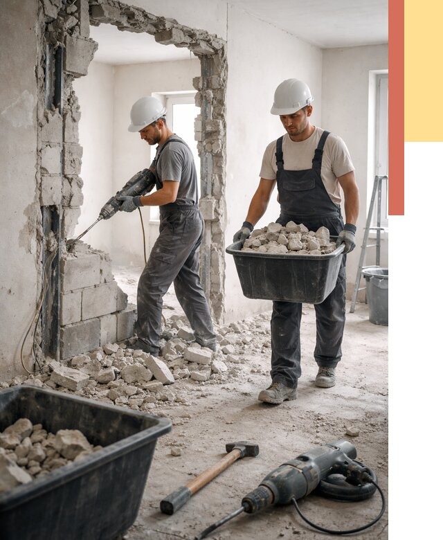 Демонтаж блоковых перегородок в Наро-Фоминске от 3842 руб. — быстро и недорого | ОТДЕЛОЧНИК-Нр-