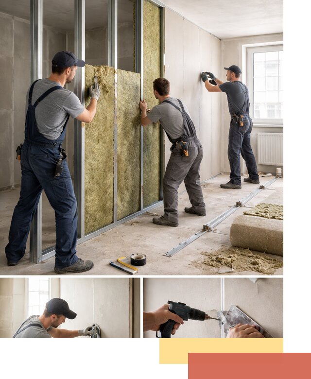 Перегородка из гипсокартона с шумоизоляцией в Наро-Фоминске — монтаж под ключ