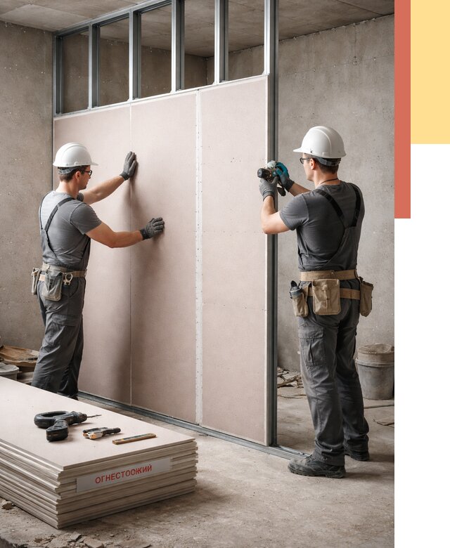 Перегородка из огнестойкого гипсокартона в Наро-Фоминске от 1895 руб. под ключ | ОТДЕЛОЧНИК-Нр-