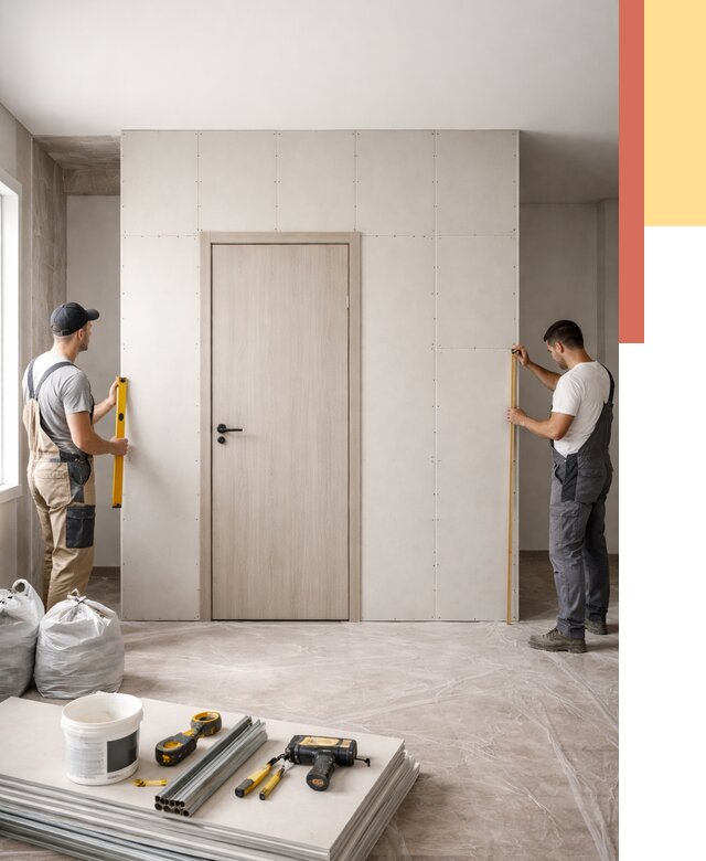 Перегородка из гипсокартона с дверью в Наро-Фоминске от 4610 руб. под ключ | ОТДЕЛОЧНИК-Нр-