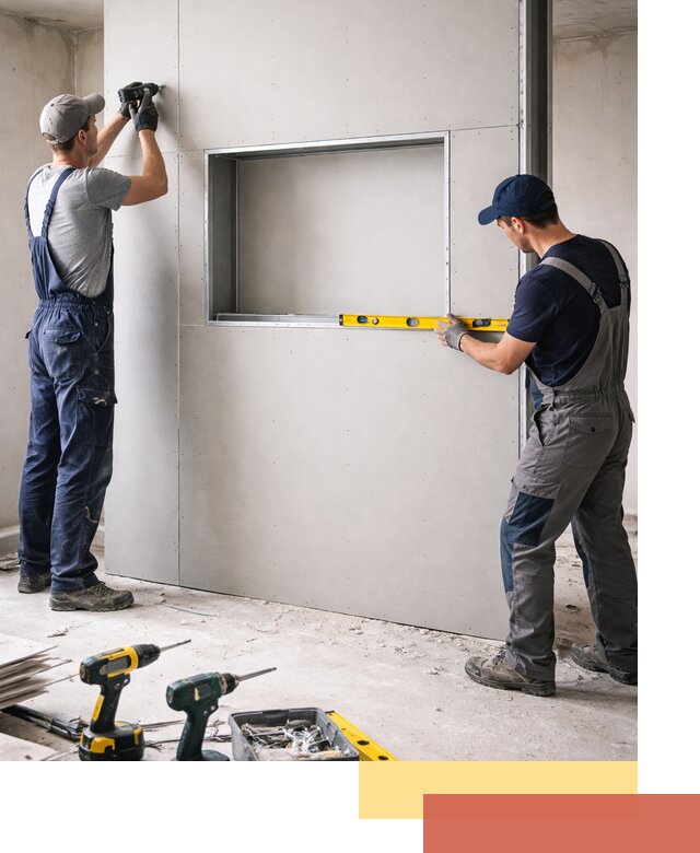 Перегородка из гипсокартона с нишей под декор в Наро-Фоминске