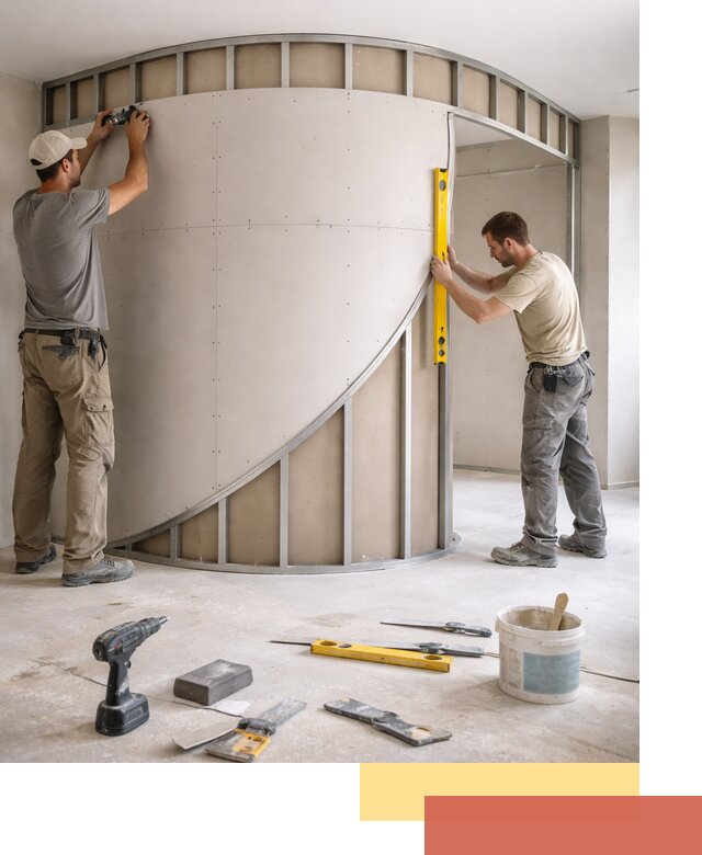 Радиусная перегородка из гипсокартона в Наро-Фоминске под ключ