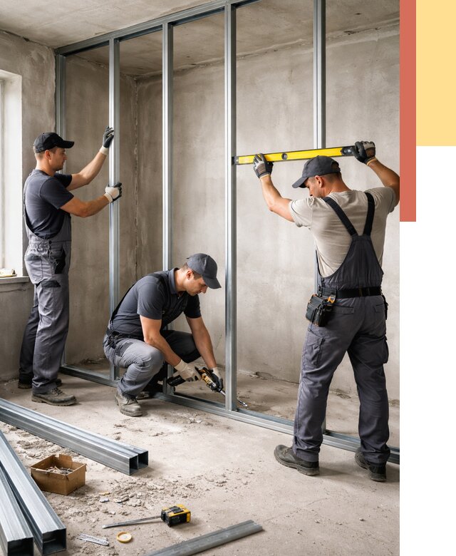 Монтаж каркаса перегородки из профиля в Наро-Фоминске от 768 руб. | ОТДЕЛОЧНИК-Нр-