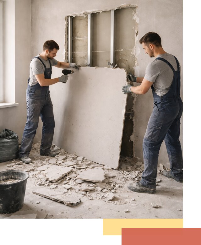 Демонтаж перегородки из гипсокартона в Наро-Фоминске быстрый и аккуратный