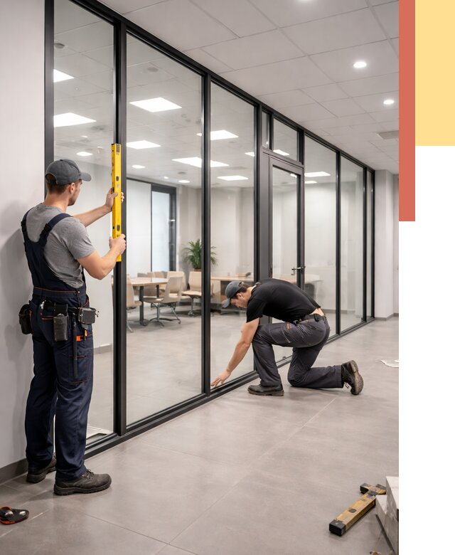 Каркасные стеклянные перегородки в Наро-Фоминске под ключ от 9425 руб. | ОТДЕЛОЧНИК-Нр-