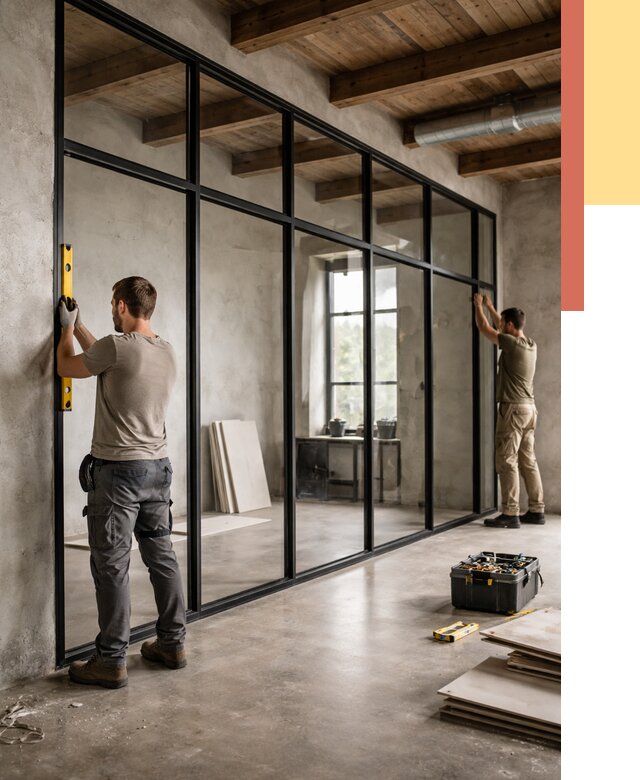 Стеклянные перегородки лофт в Наро-Фоминске от 10757 руб. под ключ | ОТДЕЛОЧНИК-Нр-