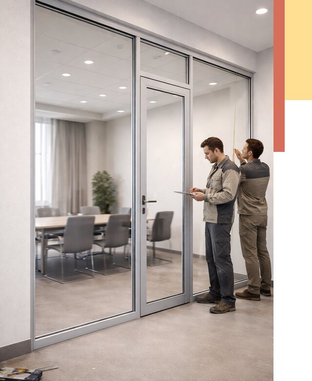 Установка и монтаж алюминиевых перегородок со стеклом в Наро-Фоминске от 8401 руб. | ОТДЕЛОЧНИК-Нр-