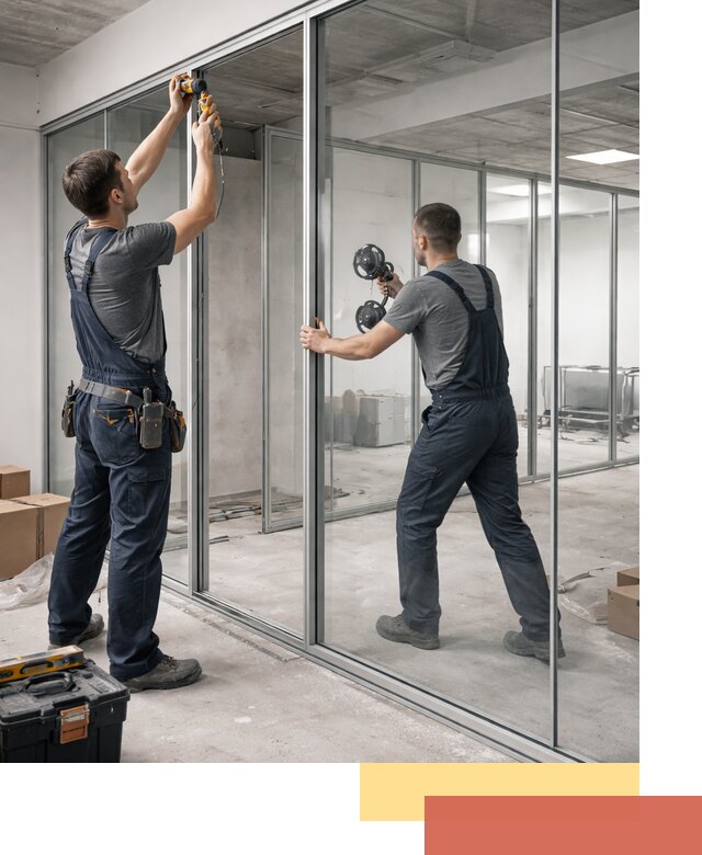 Алюминиевые перегородки со стеклом в Наро-Фоминске — изготовление и монтаж