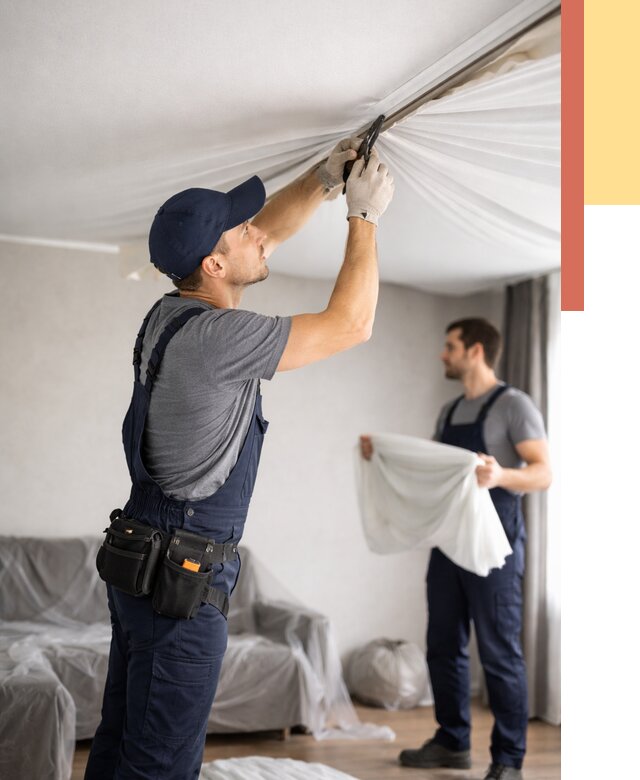 Демонтаж натяжного потолка в Наро-Фоминске от 4610 руб. — снятие и разбор под ключ | ОТДЕЛОЧНИК-Нр-