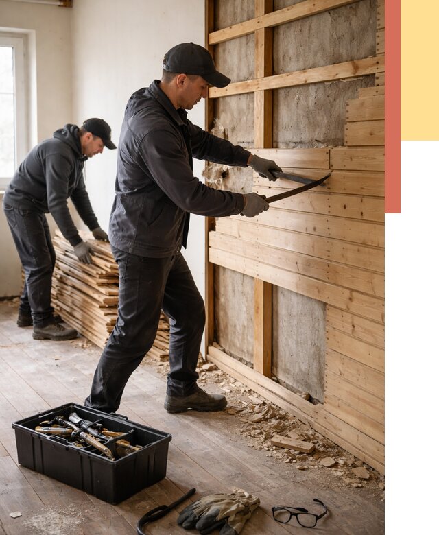 Демонтаж вагонки в Наро-Фоминске от 3893 руб/м2 — быстро и недорого | ОТДЕЛОЧНИК-Нр-