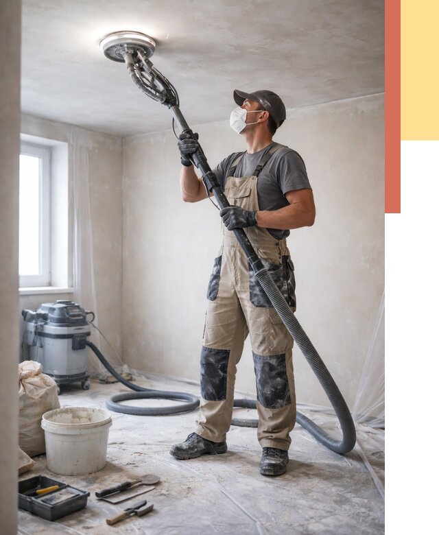 Шлифовка потолка в Наро-Фоминске от 3586 руб. — услуги шлифования потолка | ОТДЕЛОЧНИК-Нр-