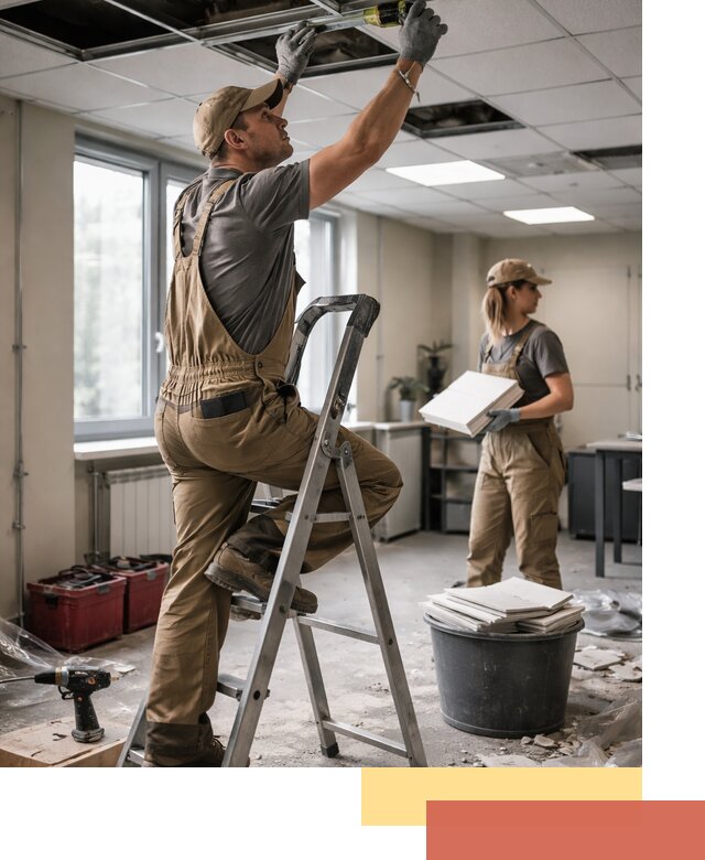 Ремонт потолка Армстронг и замена плит в Наро-Фоминске