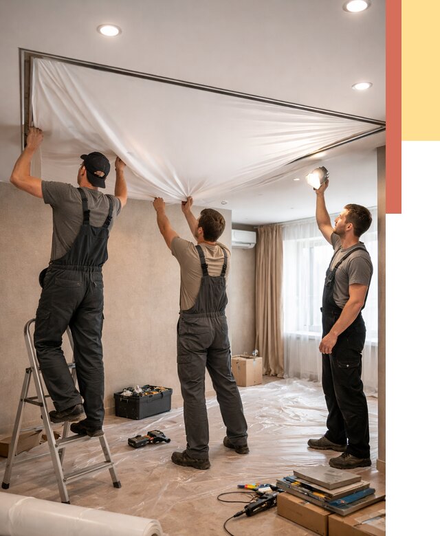 Монтаж ПВХ натяжного потолка в Наро-Фоминске от 3586 руб. под ключ | ОТДЕЛОЧНИК-Нр-