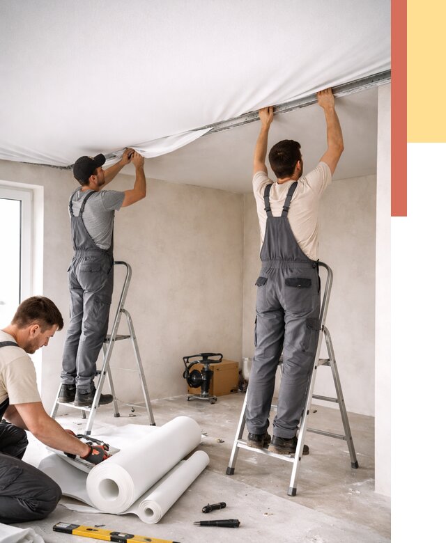 Монтаж тканевого натяжного потолка в Наро-Фоминске от 3586 руб. под ключ | ОТДЕЛОЧНИК-Нр-