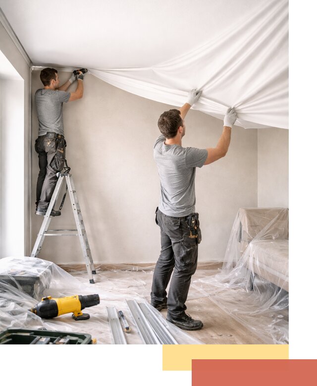 Монтаж тканевого натяжного потолка в Наро-Фоминске недорого и быстро