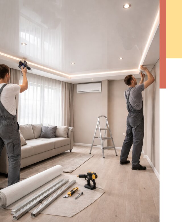 Монтаж глянцевого натяжного потолка в Наро-Фоминске от 768 руб. под ключ | ОТДЕЛОЧНИК-Нр-