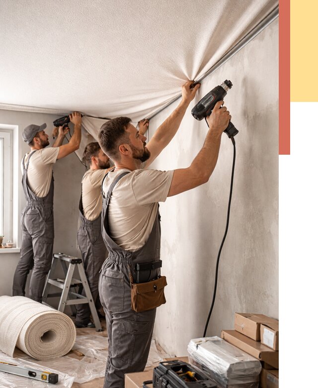 Монтаж фактурного натяжного потолка в Наро-Фоминске от 768 руб. — ОТДЕЛОЧНИК-Нр-