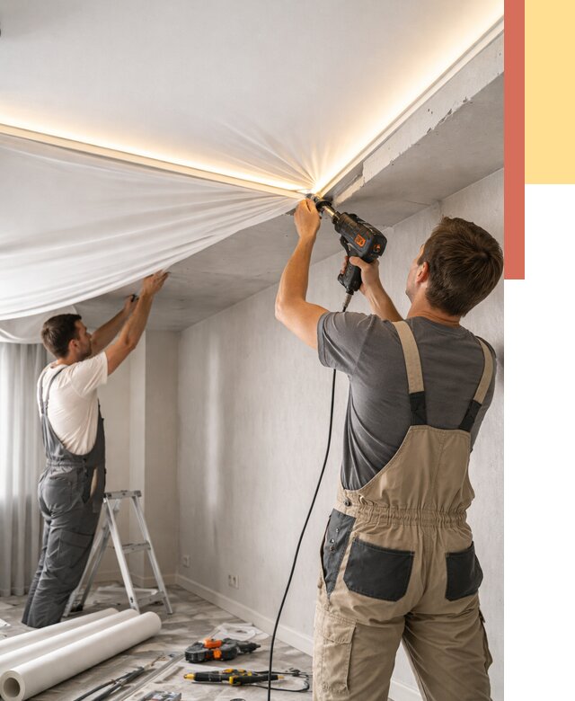 Монтаж натяжного потолка с подсветкой в Наро-Фоминске от 973 руб. | ОТДЕЛОЧНИК-Нр-