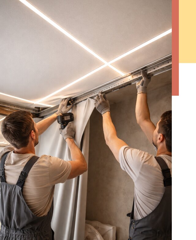 Монтаж натяжного потолка со световыми линиями в Наро-Фоминске от 1229 руб. | ОТДЕЛОЧНИК-Нр-