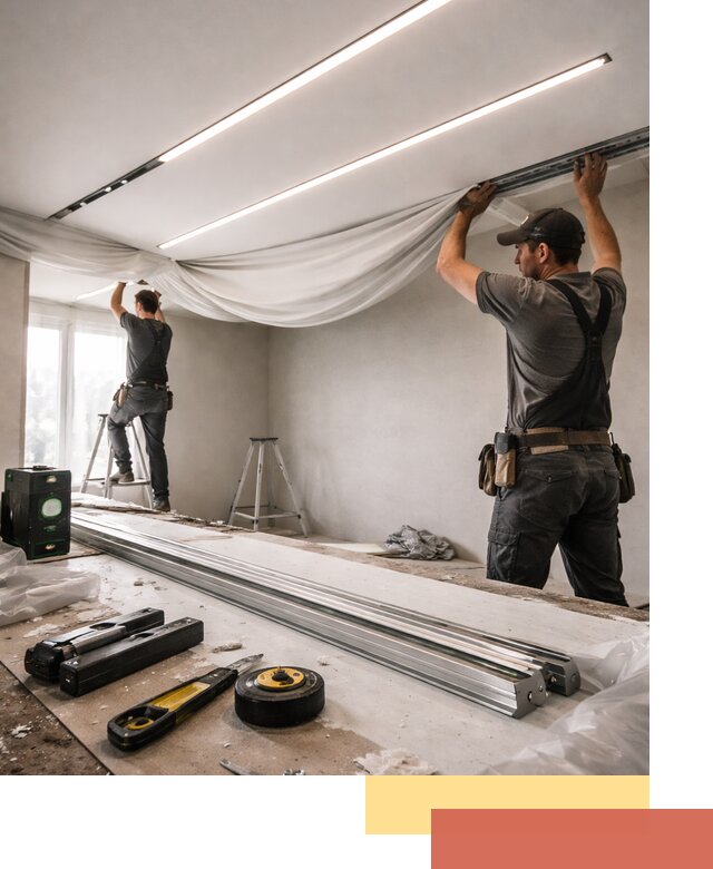 Монтаж натяжных потолков со световыми линиями в Наро-Фоминске