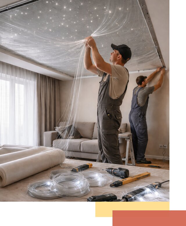 Монтаж натяжного потолка «Звездное небо» в Наро-Фоминске