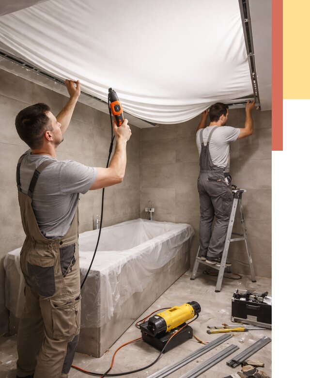 Монтаж натяжного потолка в ванной в Наро-Фоминске от 1229 руб. под ключ | ОТДЕЛОЧНИК-Нр-