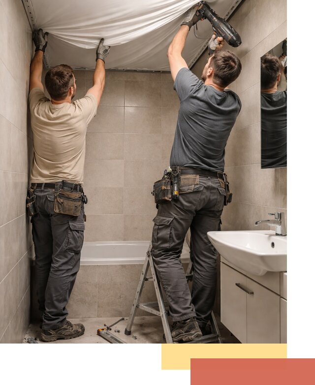 Монтаж натяжного потолка в ванной в Наро-Фоминске быстро и качественно