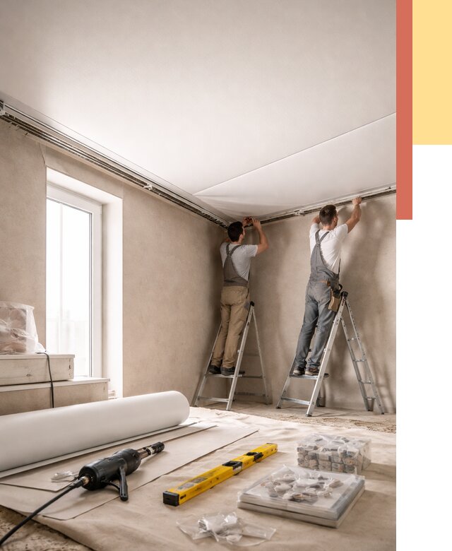 Монтаж натяжного потолка в спальне в Наро-Фоминске от 3893 руб. под ключ | ОТДЕЛОЧНИК-Нр-