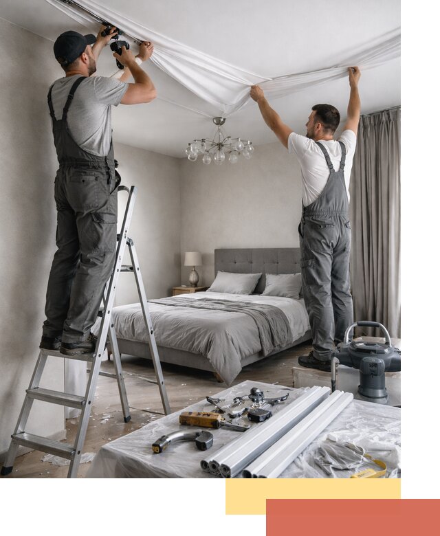 Монтаж натяжного потолка в спальне в Наро-Фоминске