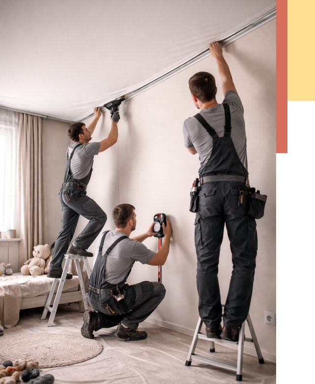 Монтаж натяжного потолка в детской в Наро-Фоминске от 3586 руб. — быстро и недорого | ОТДЕЛОЧНИК-Нр-