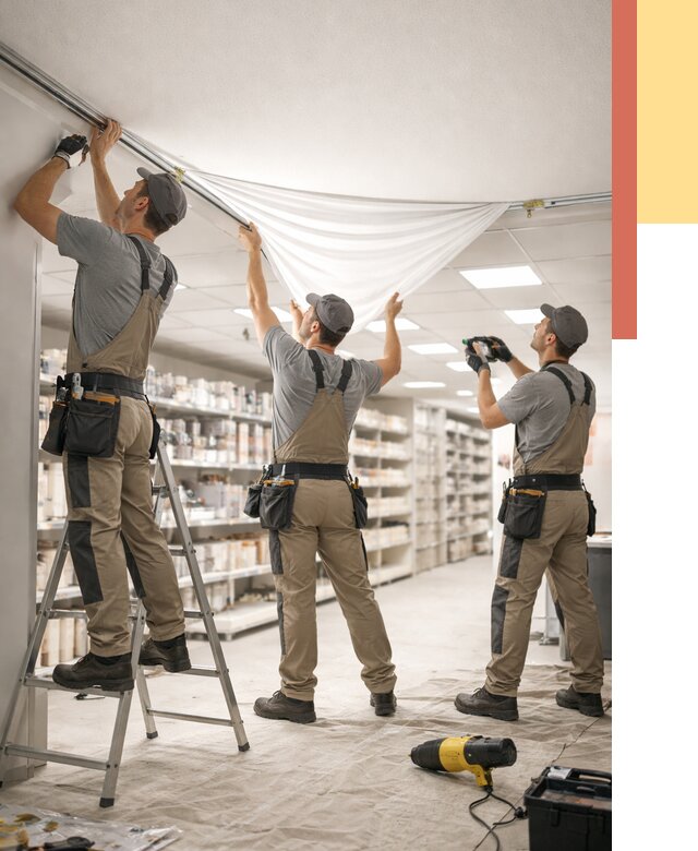 Монтаж натяжного потолка в магазине в Наро-Фоминске от 4610 руб. быстро и недорого | ОТДЕЛОЧНИК-Нр-
