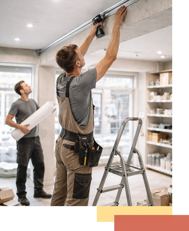 Монтаж натяжных потолков в магазине в Наро-Фоминске