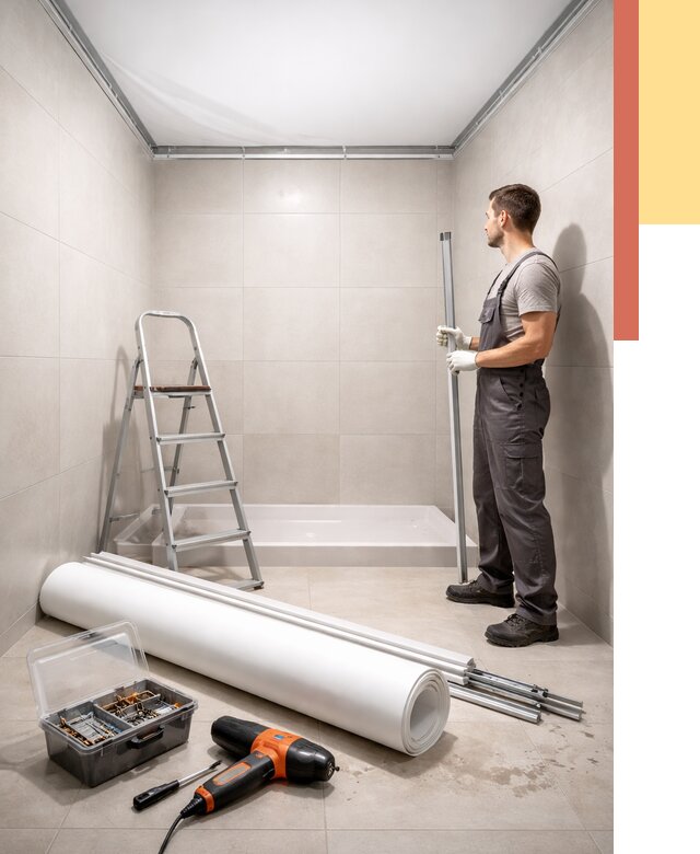 Монтаж натяжного потолка в санузле в Наро-Фоминске от 1895 руб. — ОТДЕЛОЧНИК-Нр-