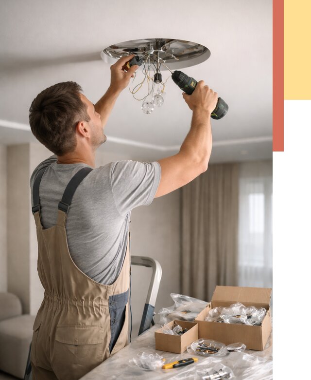 Установка люстры в натяжной потолок в Наро-Фоминске от 1229 руб. | Быстро и недорого — ОТДЕЛОЧНИК-Нр-