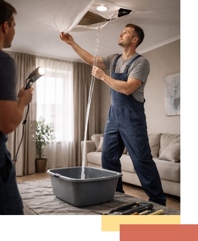 Слив воды с натяжного потолка в Наро-Фоминске быстро и аккуратно